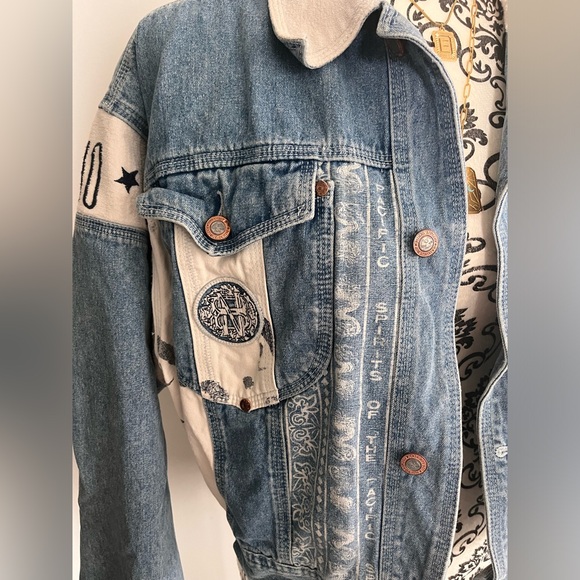 Vintage oversized cropped ladies denim jacket 90s streetwear size L - Picture 8 of 8